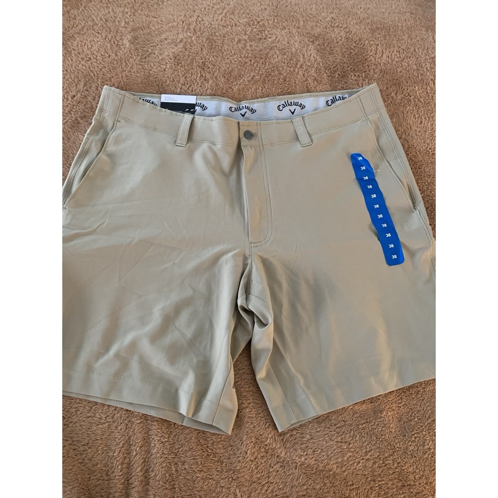 Callaway Mens Opti-Dri Performance Stretch Golf Short Tan Khaki Size 38 NEW NWT